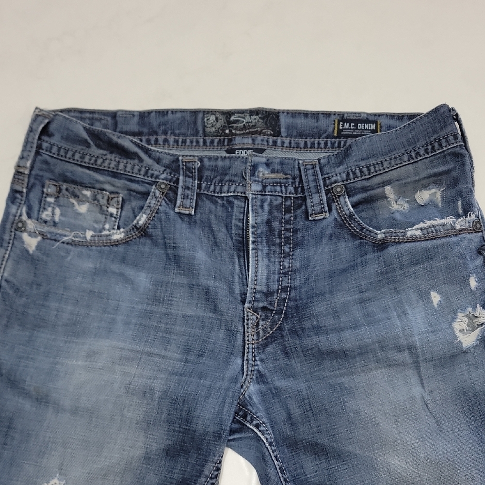Silver Jeans Men's Distressed Blue Denim